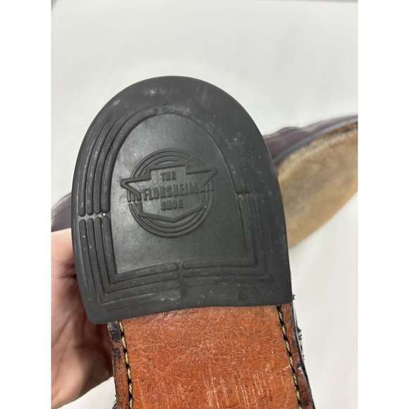 Florsheim Wingtip Dress Shoes Burgundy Patent Leather 10 Made in USA - Picture 8 of 12